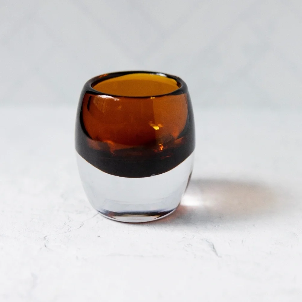 Crate & Barrel Diva votive topaz glass made in Poland